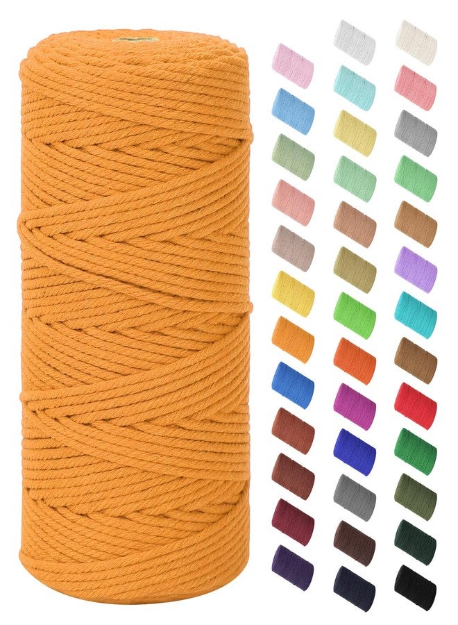 HOMEBOBO Macrame Cord 3mm x 220Yards (656Feet)Natural Cotton Macrame Rope - 4 Strands Twisted Macrame Cotton Cord for Wall HangingPlant HangersCraftsGift Wrapping and Wedding DecorationsGolden Yellow - Image 1
