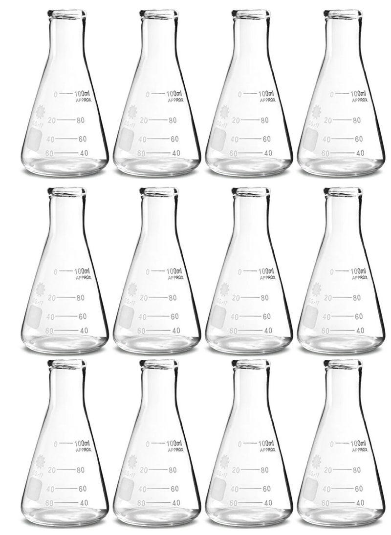 Generic - 12-Piece Laboratory Conical Flask 100ml Capacity - Image 1