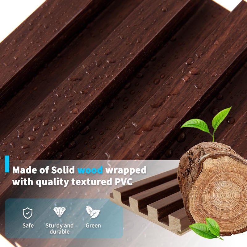 Art3d Slat Wood Wall Paneling for Interior and Ceiling Decoration - Pack of 4pcs + 1pc End-Trim, Size 108 x 5.7in.- Walnut - Image 2