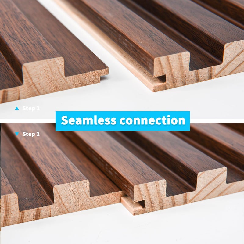 Art3d Slat Wood Wall Paneling for Interior and Ceiling Decoration - Pack of 4pcs + 1pc End-Trim, Size 108 x 5.7in.- Walnut - Image 3