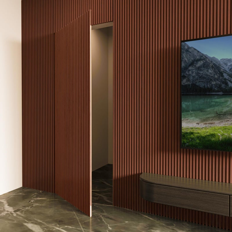 Art3d Slat Wood Wall Paneling for Interior and Ceiling Decoration - Pack of 4pcs + 1pc End-Trim, Size 108 x 5.7in.- Walnut - Image 4