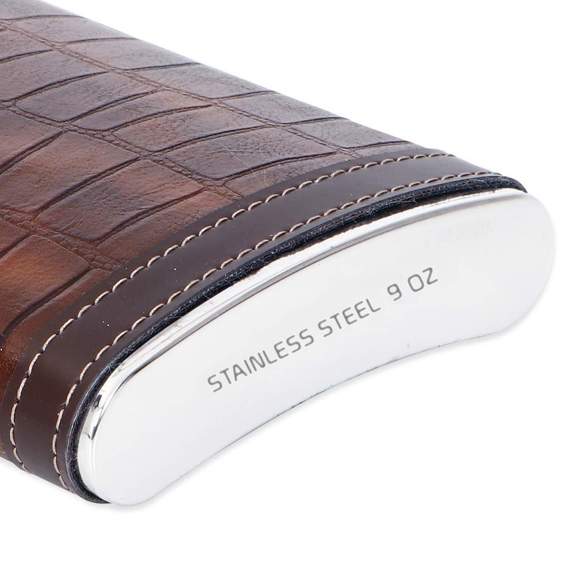 Jonquin زجاجة فلاسكة من الفولاذ المقاوم للصدأ مغطاة بالجلد مع قمع و 4 أكواب شوت للرجال والنساء، 9 أونصات (266 مل) للنبيذ والويسكي والفودكا والمشروبات الكحولية، حاملة زجاجة جيب - Image 4