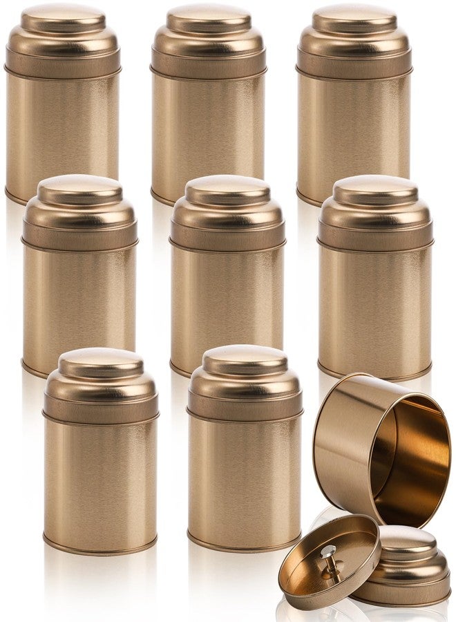 Lawei 9 Pack Tea Tins Canister with Airtight Double Lids, Mini Tea Storage Containers Round Tin Can Box for Storage Tea Coffee Sugar Loose Leaf, 8 Fluid Oz, Rose Gold - Image 1