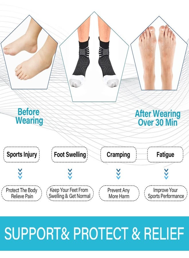 IRAMY Compression Ankle Support Socks Women - Coolmax Wicking, Cushioned Athletic, Plantar Fasciitis Relief 3 Pairs - Image 3