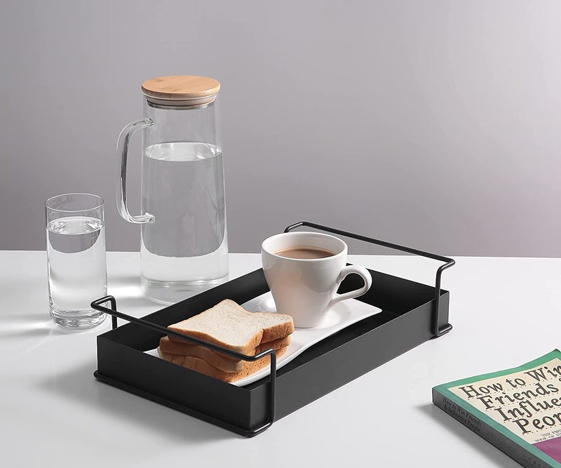 SHIOK DECOR SHIOK DECOR 1Tier Decorative Coffee Table Tray Iron Tray with Handles Vanity Tray and Serving Tray for Bathroom Kitchen Ottoman Dressing Table and Coffee Table 134 X 83 X 32 inchesBlack - Image 3