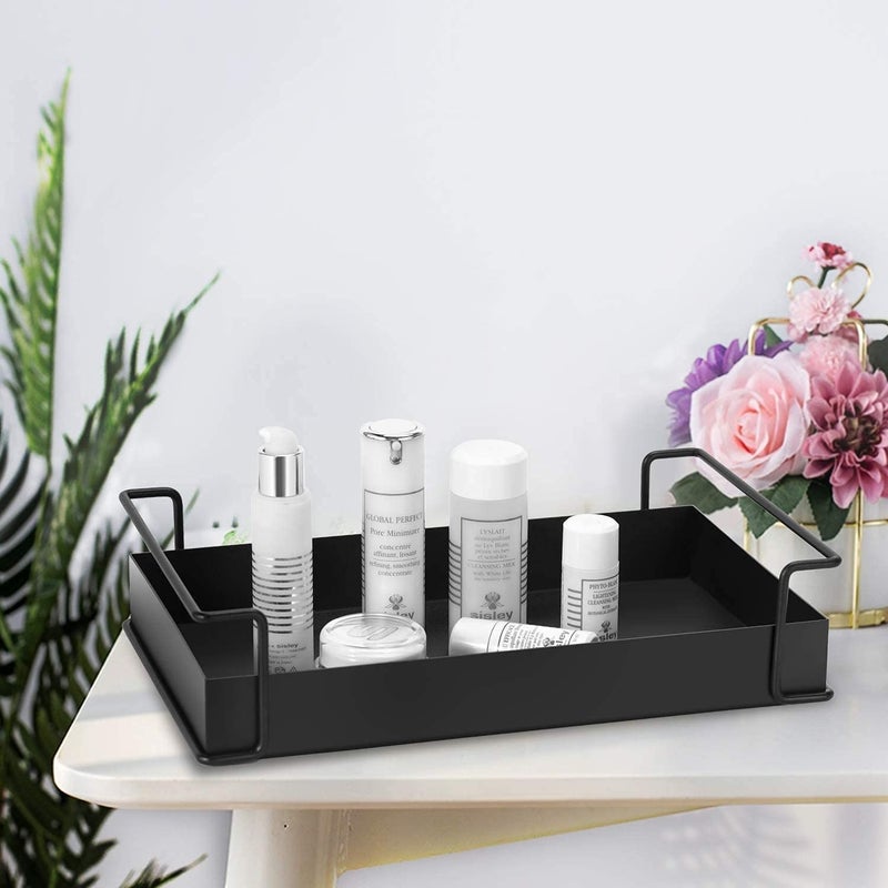 SHIOK DECOR SHIOK DECOR 1Tier Decorative Coffee Table Tray Iron Tray with Handles Vanity Tray and Serving Tray for Bathroom Kitchen Ottoman Dressing Table and Coffee Table 134 X 83 X 32 inchesBlack - Image 4