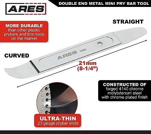 ARES 10099 - Compact Double End Metal Skin Wedge Prybar Tool - Durable Prybar Removes Trim, Paneling, Fasteners, and More - Compact Design with Curved and Straight Ends for Increased Versatility - Image 2