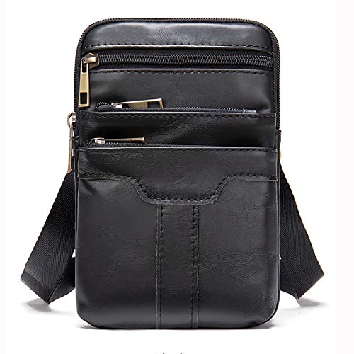 WFCKPQF Leather Cell Phone Shoulder Bag Mens, Cell Phone Waist Bag Leather, Small PU Leather Shoulder Messenger Pouch Travel Crossbody Pack Belt Clip Holster Wallet Chest Bag for Cell Phone/Mini Tablet - Image 1