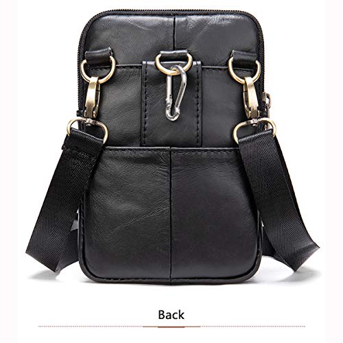 WFCKPQF Leather Cell Phone Shoulder Bag Mens, Cell Phone Waist Bag Leather, Small PU Leather Shoulder Messenger Pouch Travel Crossbody Pack Belt Clip Holster Wallet Chest Bag for Cell Phone/Mini Tablet - Image 2
