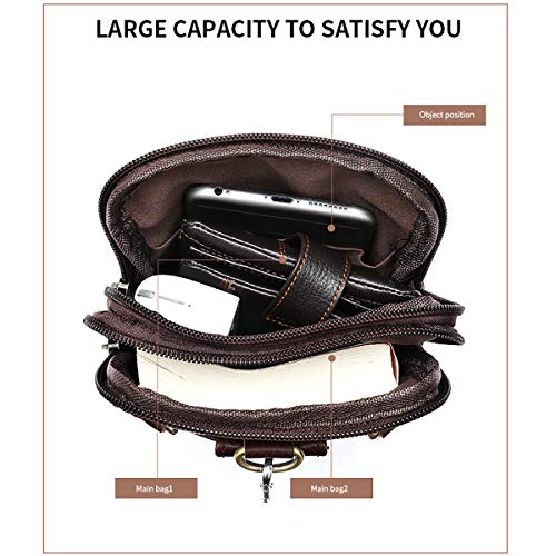 WFCKPQF Leather Cell Phone Shoulder Bag Mens, Cell Phone Waist Bag Leather, Small PU Leather Shoulder Messenger Pouch Travel Crossbody Pack Belt Clip Holster Wallet Chest Bag for Cell Phone/Mini Tablet - Image 3