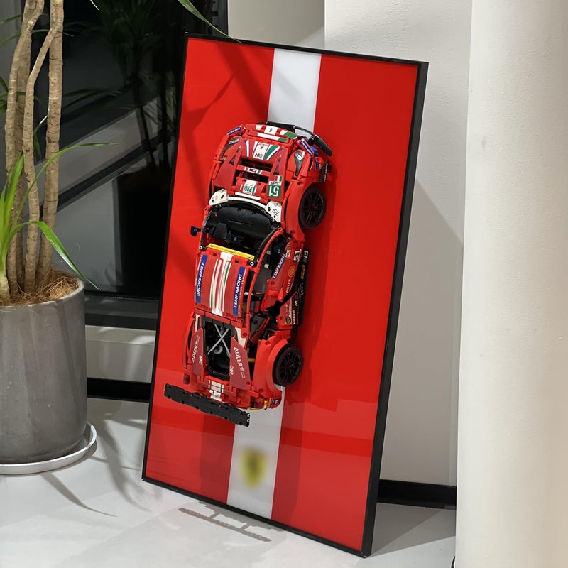 iLuane iLuane Display Wallboard for Lego Technic Ferrari 488 GTE AF Corse 51 42125  Champion GT Series Sports Race Car Adult Collectibles Wall Mount Home or Office Dcor No Car Included