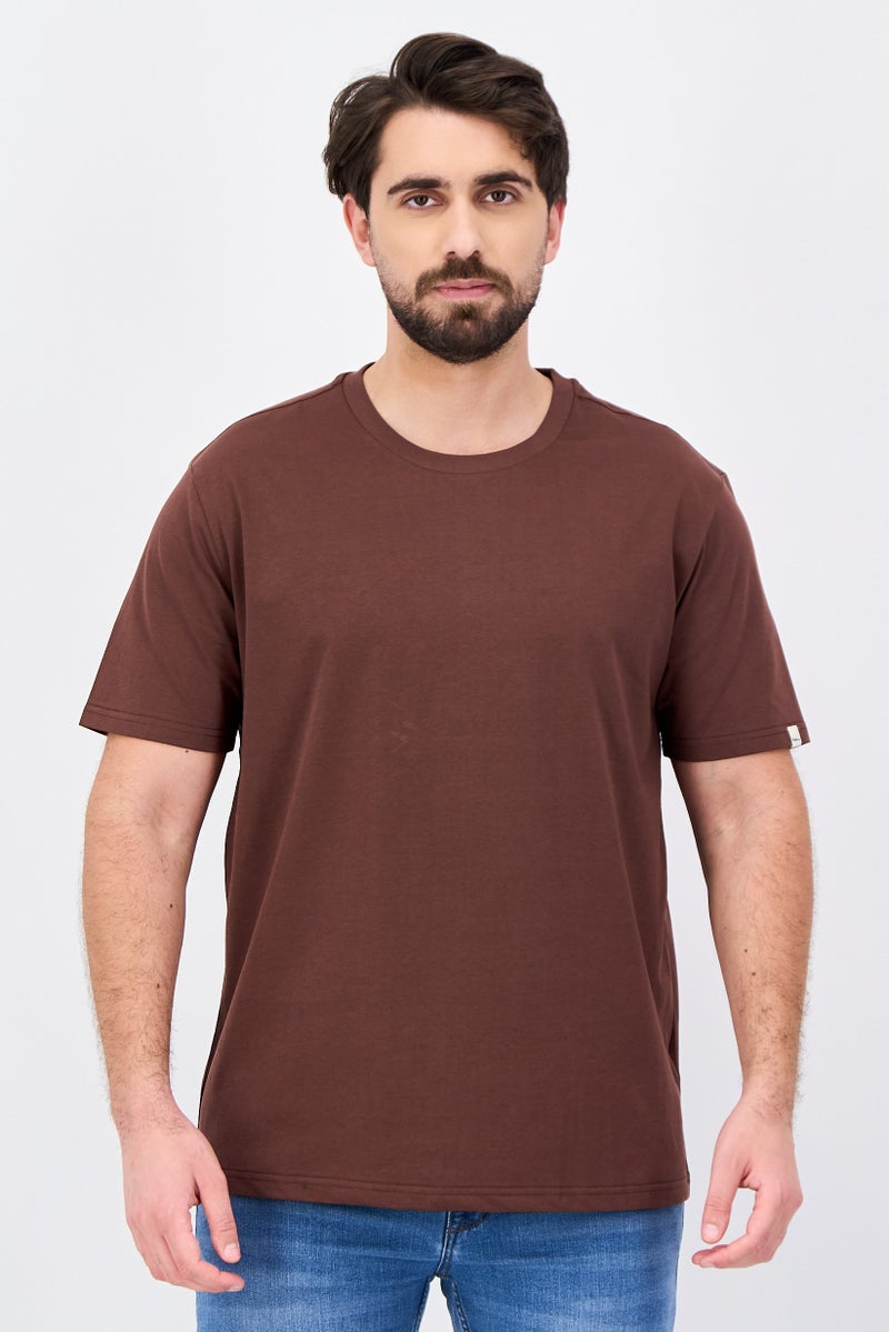 Fudo Men Regular Fit Crew Neck Short Sleeve T-Shirt, Brown - Image 1