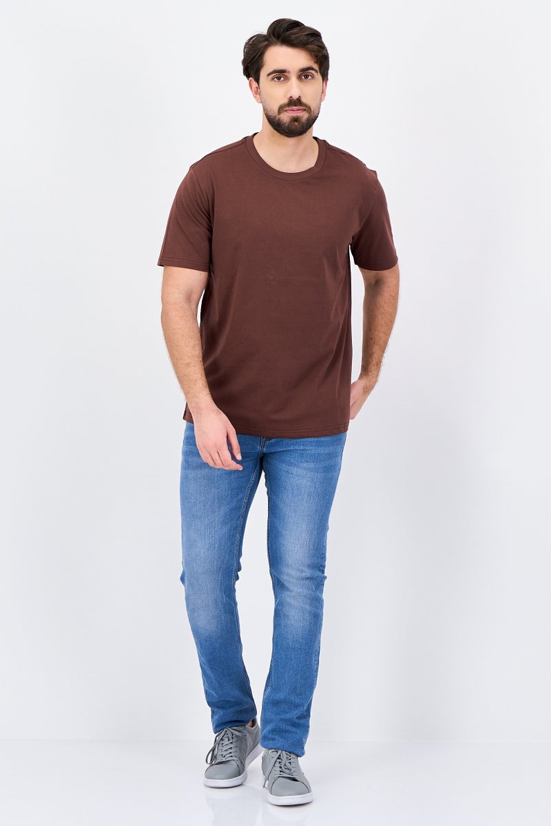 Fudo Men Regular Fit Crew Neck Short Sleeve T-Shirt, Brown - Image 4