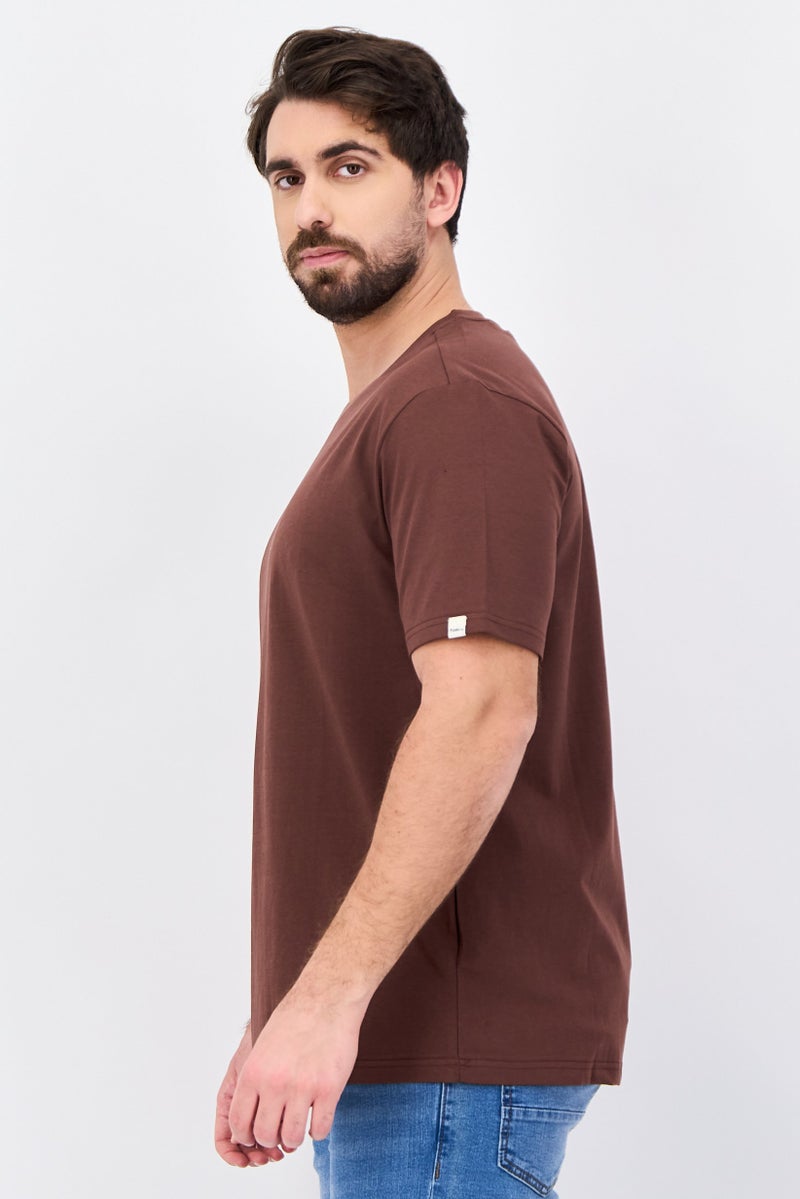 Fudo Men Regular Fit Crew Neck Short Sleeve T-Shirt, Brown - Image 2