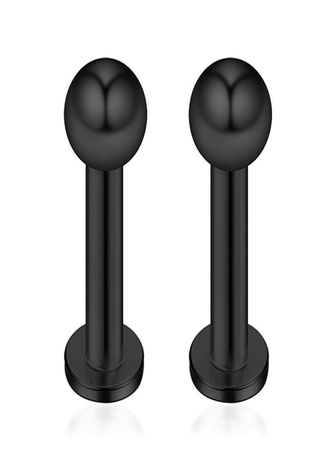 Ruifan 2PCS Stainless Steel 4mm Ball Labret Monroe Lip Ring/Tragus/Helix Earring Stud Barbell Body Piercing Jewelry 12G 10mm - Black - Image 1