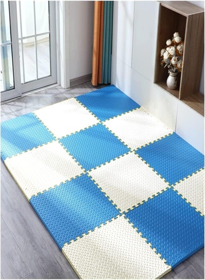 SIGNATRON 4 Tiles - 16 Sq Ft, Puzzle Flooring || Kids Interlocking Play mat || Shops Mat || House Flooring || Play mats for Kids || 12 MM Thick (Blue - White) - Image 2