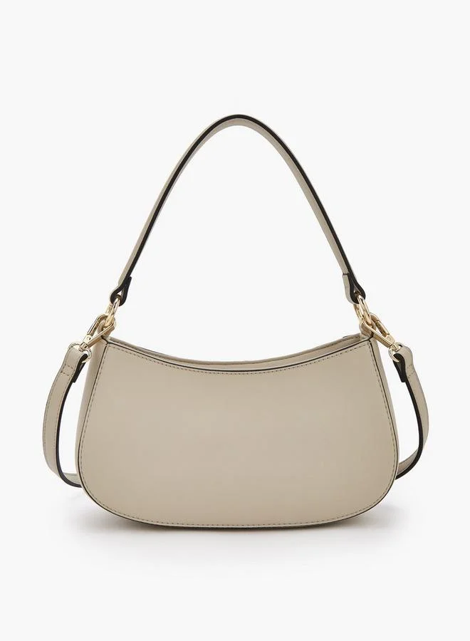 Celeste BEIGE Monogram Embossed Shoulder Bag With Zip Closure for Women | Best Price UAE