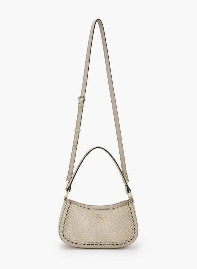 Celeste BEIGE Monogram Embossed Shoulder Bag With Zip Closure for Women | Best Price UAE