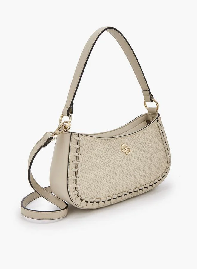 Celeste BEIGE Monogram Embossed Shoulder Bag With Zip Closure for Women | Best Price UAE