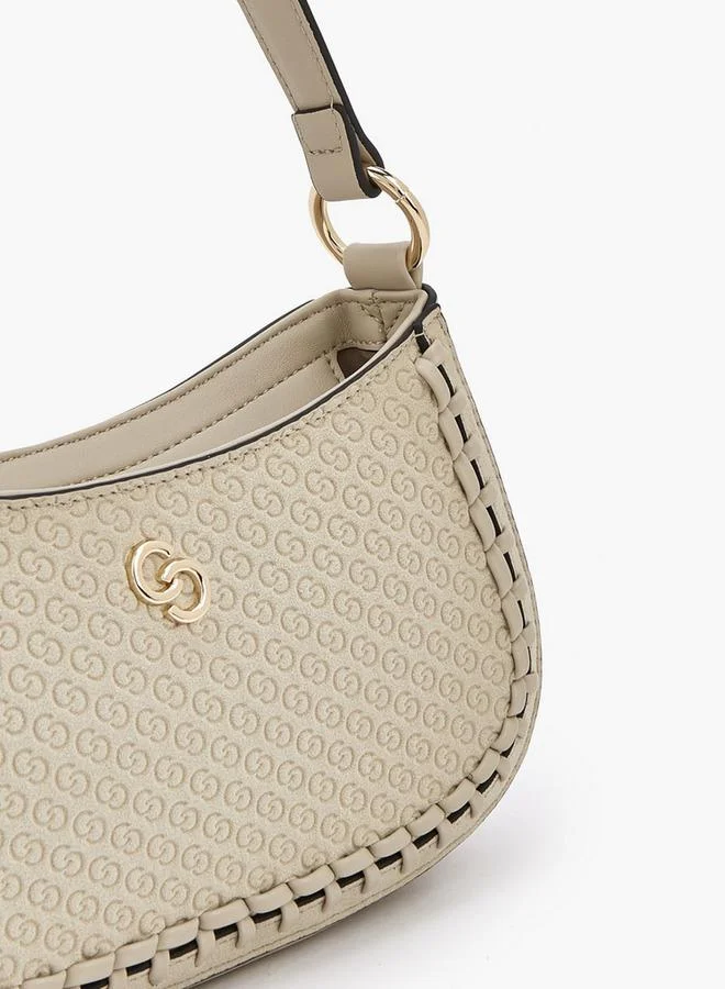Celeste BEIGE Monogram Embossed Shoulder Bag With Zip Closure for Women | Best Price UAE