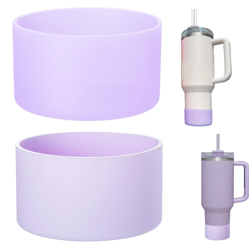 حذاء سيليكون مزدوج من LONPARRY لكأس ستانلي لحماية قاع زجاجة ستانلي أولا هيدرو فلاسكا 40 أونصة (ضبابي + أرجواني شفاف) - Image 1