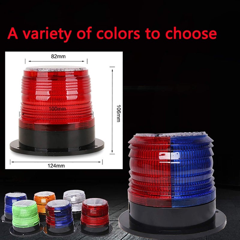 risoon Solar Strobe Warning Safety Flashing Light/Ceiling Strobe Light, with Strong Magnetic Base Waterproof for Construction, Traffic, Factory, Crane Tower, Boat Navigation (Red) - Image 2