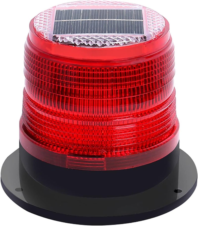 risoon Solar Strobe Warning Safety Flashing Light/Ceiling Strobe Light, with Strong Magnetic Base Waterproof for Construction, Traffic, Factory, Crane Tower, Boat Navigation (Red) - Image 1
