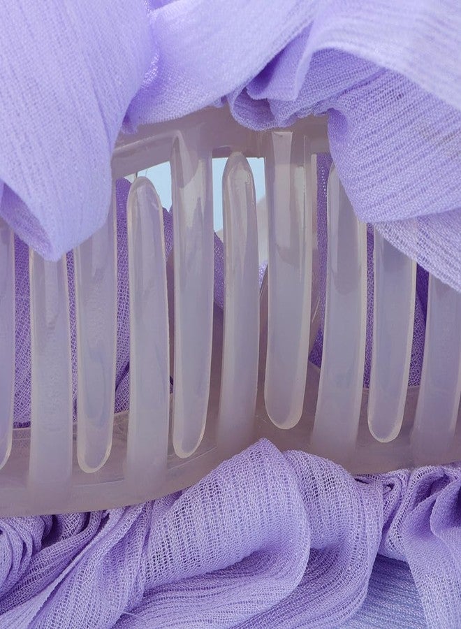 Jumwrit Big Bow Hair Claw Clip Large Chiffon Bowknot Hair Jaw Clip Strong Hold Acrylic Hair Clamp French Design Princess Hair Clip Accessories for Women Girls (Purple) - Image 5