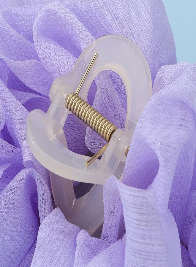Jumwrit Big Bow Hair Claw Clip Large Chiffon Bowknot Hair Jaw Clip Strong Hold Acrylic Hair Clamp French Design Princess Hair Clip Accessories for Women Girls (Purple) - Image 4
