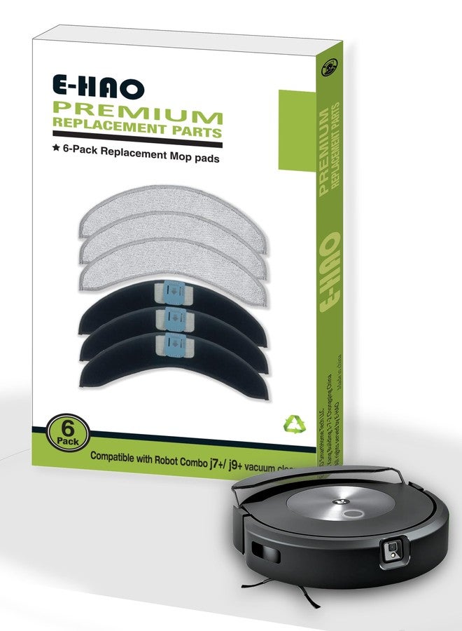 E-HAO 6 Pack Mop Pads Replacement for iRobot Roomba Combo j7, j7+, j9, j9+ and Max 10 Model, Washable and Reusable Microfiber Cleaning Refill Mopping Pad Accessories - Image 1