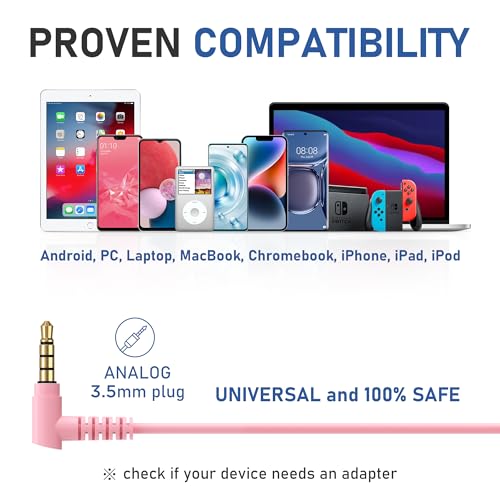 LUDOS FEROX Wired Earbuds in-Ear Headphones, 5 Years Warranty, Earphones with Microphone, Noise Isolation Corded for 3.5mm Jack Ear Buds for iPhone, Samsung, Laptop, Kids, School Students - Pink - Image 5