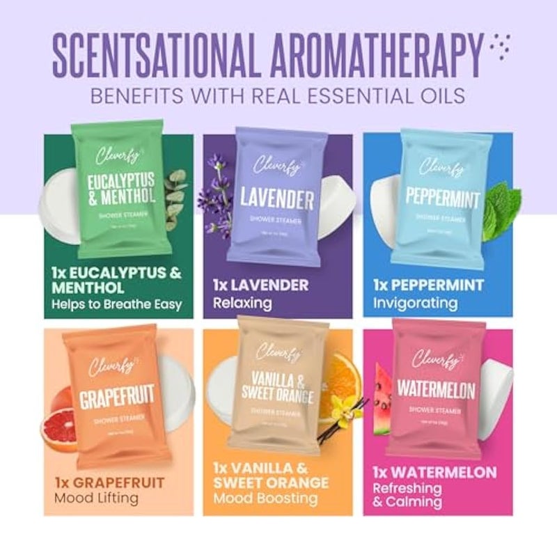 Cleverfy Shower Steamers Aromatherapy Christmas Gifts for Women - Pack of 6 Shower Bombs - Relaxation and Pamper Gifts for Women, Mum or Best Friend - Purple Gift Set with Lavender Essential Oils - Image 4
