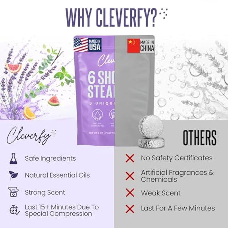 Cleverfy Shower Steamers Aromatherapy Christmas Gifts for Women - Pack of 6 Shower Bombs - Relaxation and Pamper Gifts for Women, Mum or Best Friend - Purple Gift Set with Lavender Essential Oils - Image 5