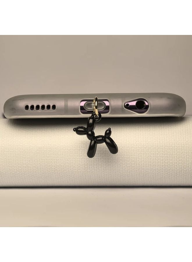 Black Balloon Dog Phone Dust Plug Type C Port Protector Pendant Gift - Image 1