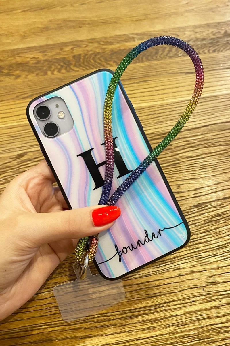 باهلس Rainbow Short Stone Phone Strap Charm Compatible with All Cases