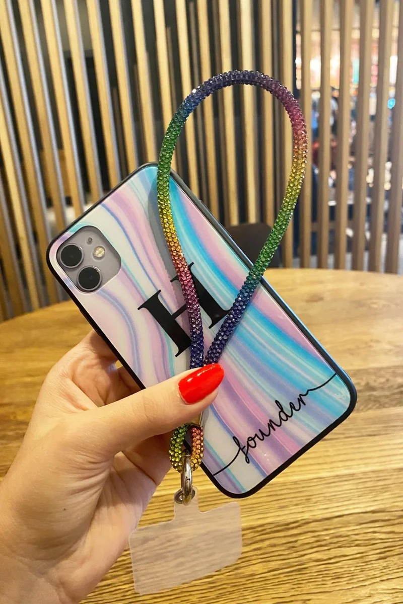 باهلس Rainbow Short Stone Phone Strap Charm Compatible with All Cases