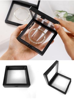 Beirui 10 PCS Jewelry Box Storage Holder Plastic With Portable Travel Clear Jewelry Organizer, 3D Floating Frame Display, Stackable Jewelry Storage Case for Rings Earrings Bracelets Gift Box, Black 9*9cm  - Image 4