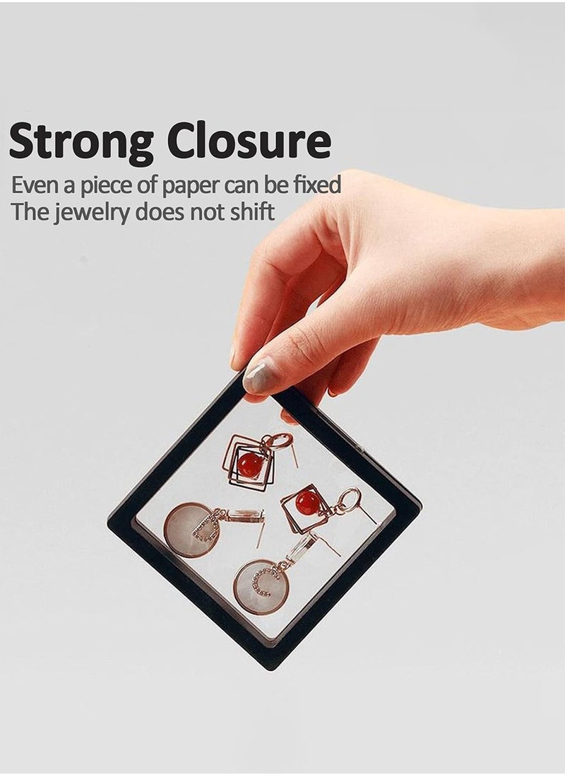 Beirui - 10 PCS Jewelry Box Storage Holder Plastic With Portable Travel Clear Jewelry Organizer, 3D Floating Frame Display, Stackable Jewelry Storage Case for Rings Earrings Bracelets Gift Box, Black 9*9cm - Image 1