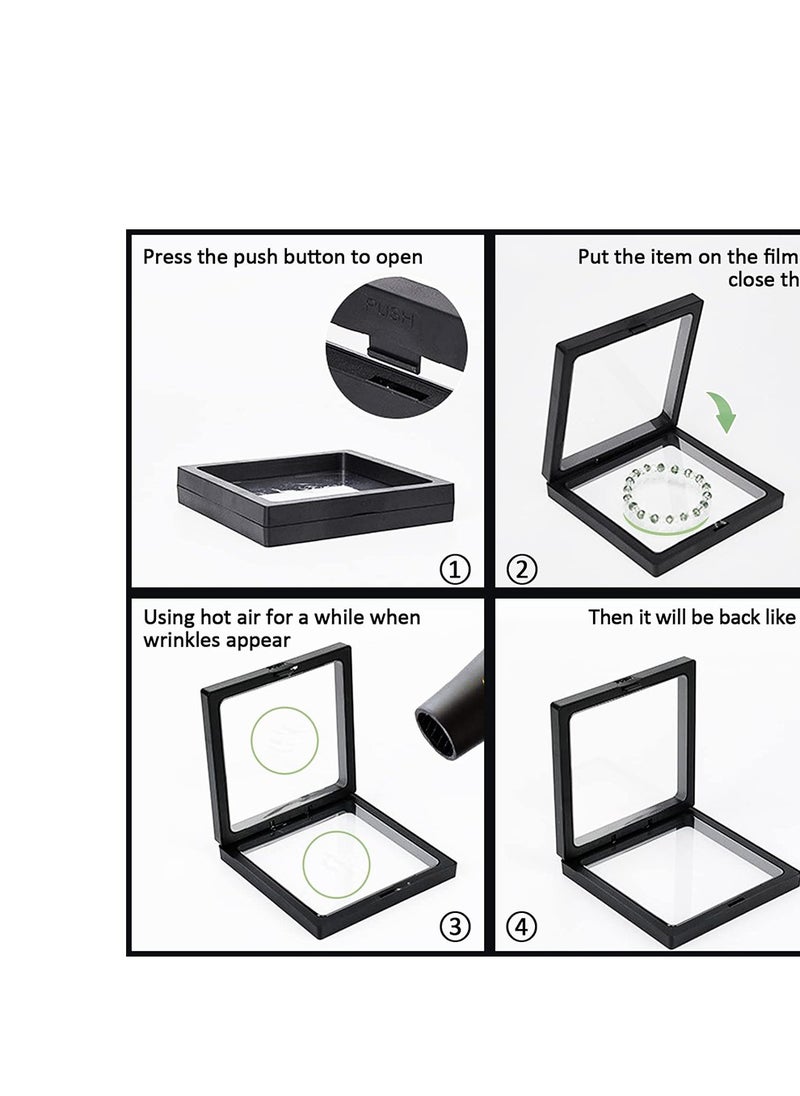 Beirui - 10 PCS Jewelry Box Storage Holder Plastic With Portable Travel Clear Jewelry Organizer, 3D Floating Frame Display, Stackable Jewelry Storage Case for Rings Earrings Bracelets Gift Box, Black 9*9cm - Image 1