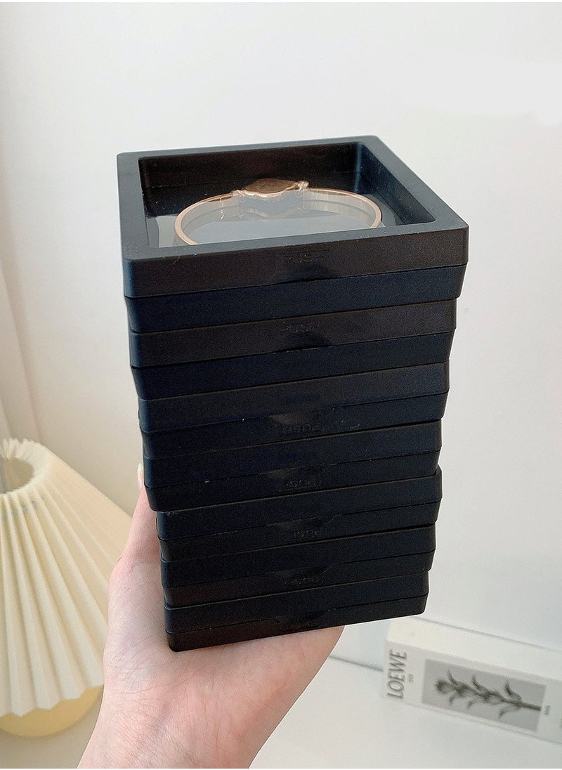 Beirui - 10 PCS Jewelry Box Storage Holder Plastic With Portable Travel Clear Jewelry Organizer, 3D Floating Frame Display, Stackable Jewelry Storage Case for Rings Earrings Bracelets Gift Box, Black 9*9cm - Image 1