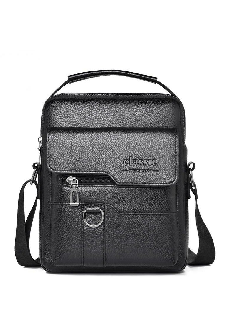 Classic Multifunctional black business commuting shoulder messenger bag for men and women, large-capacity wear-resistant messenger bag, shoulder bag, side bag, handbag, messenger bag, daily commuting cycling bag, sports bag, mobile phone bag, hiking bag. - Image 1