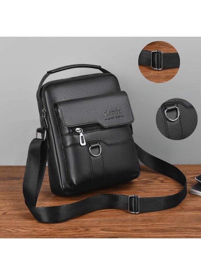 Classic Multifunctional black business commuting shoulder messenger bag for men and women, large-capacity wear-resistant messenger bag, shoulder bag, side bag, handbag, messenger bag, daily commuting cycling bag, sports bag, mobile phone bag, hiking bag. - Image 2