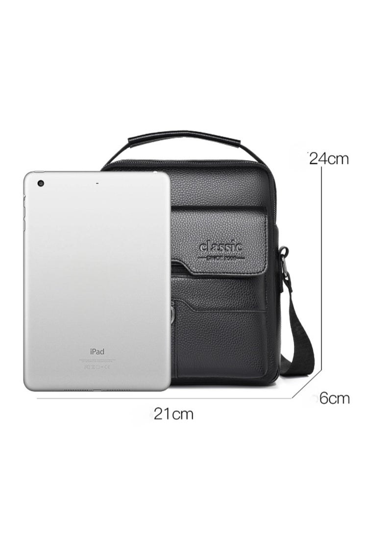 Classic Multifunctional black business commuting shoulder messenger bag for men and women, large-capacity wear-resistant messenger bag, shoulder bag, side bag, handbag, messenger bag, daily commuting cycling bag, sports bag, mobile phone bag, hiking bag. - Image 4