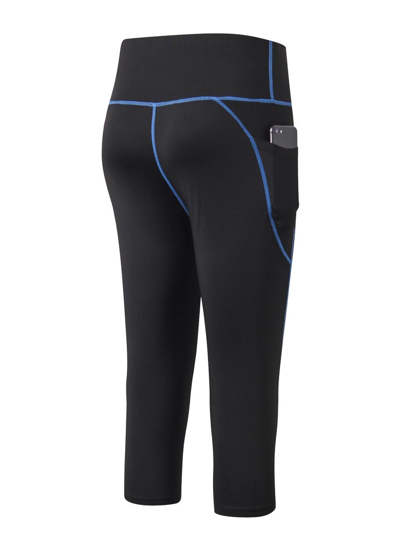 Loquat Women Quick Dry Breathable Elastic Pants Black/Blue  - Image 2