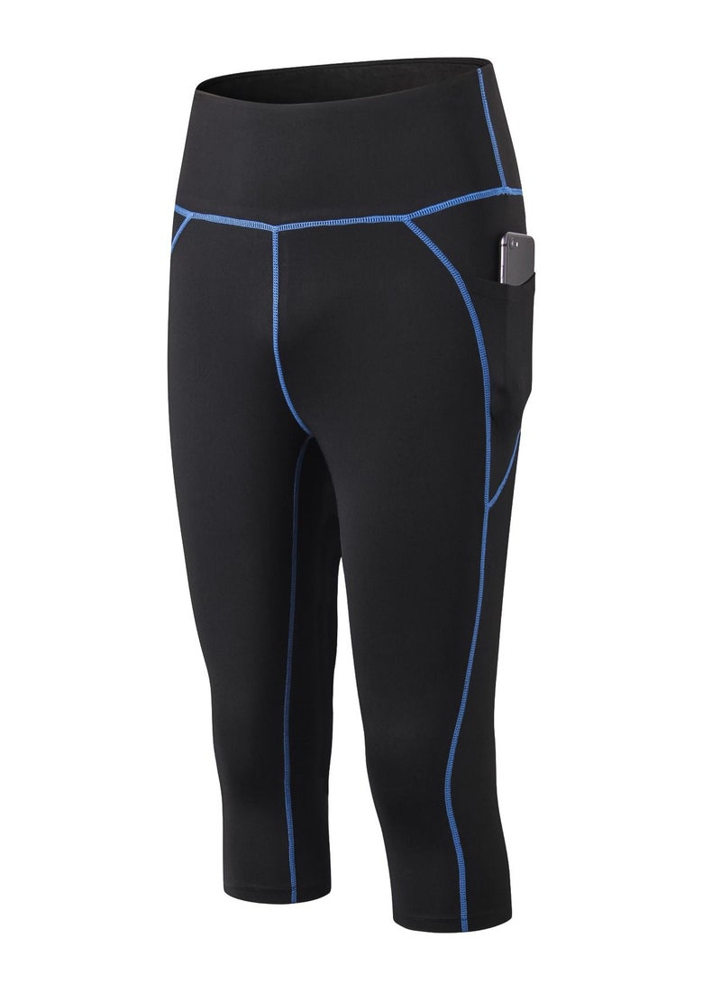 Loquat Women Quick Dry Breathable Elastic Pants Black/Blue  - Image 1