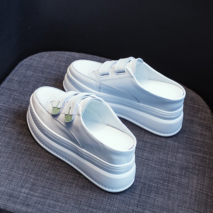 2024 Spring Magic-Tape Breathable Platform Loafers Women White