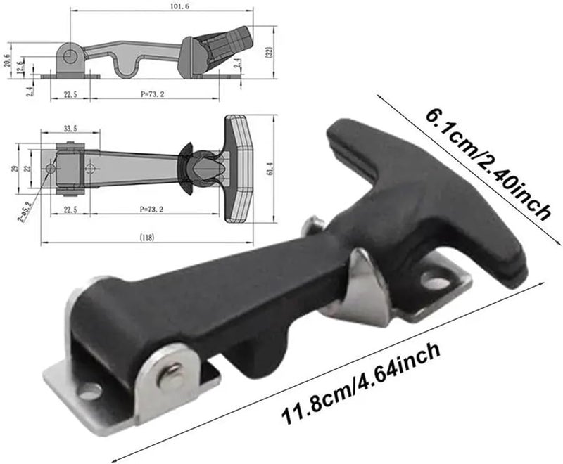 6Pcs Stainless Steel Rubber Latch Hood Lock Buckle Weatherproof Truck Hasp Handle - Image 5