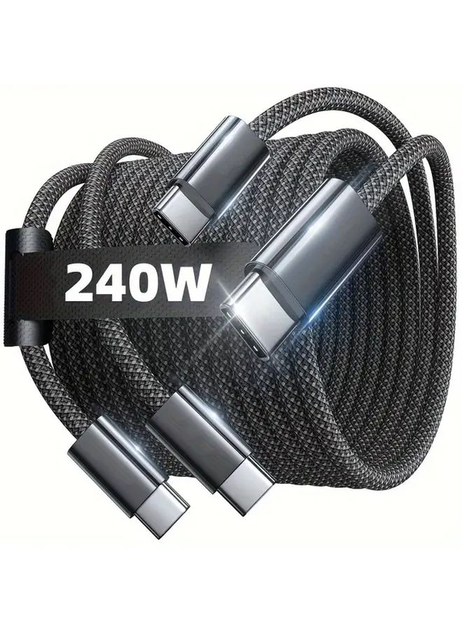 240W Super Fast Charging Cable 2M White PD High Speed Data Transfer Type C - Image 1