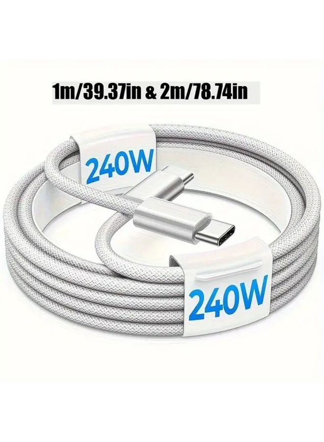 240W Super Fast Charging Cable 2M White PD High Speed Data Transfer Type C - Image 2