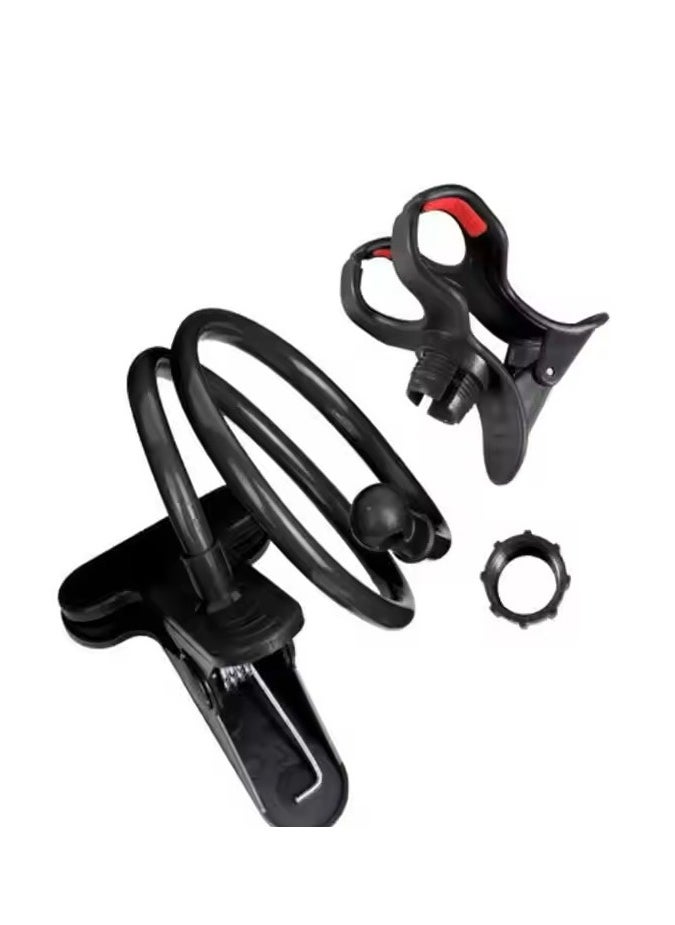 Generic Flexible Mobile Phone Holder with Clip - Black, Compatible with All Phones - Black  - Image 4